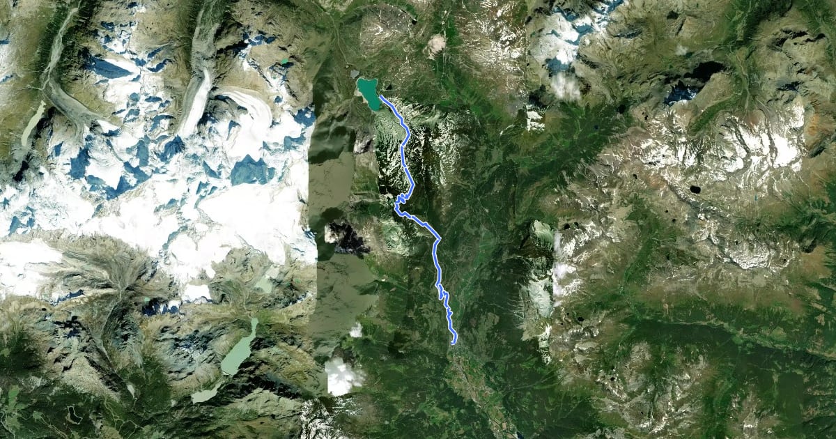 Маршрут Bernina-Tour на спутниковом снимке