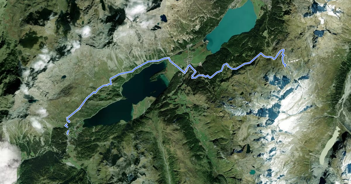 Маршрут Bernina Tour на спутниковом снимке