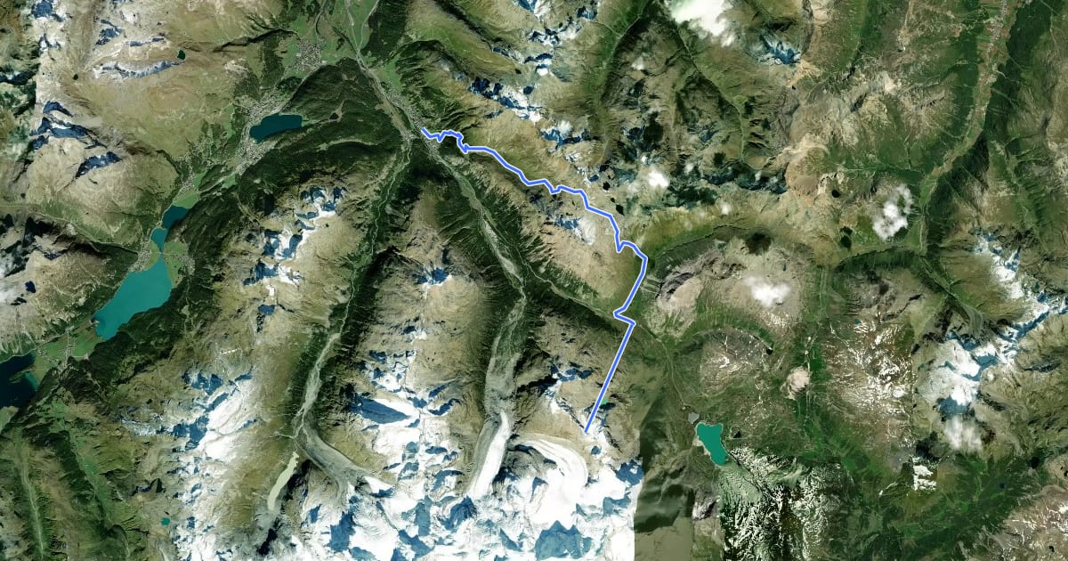 Маршрут Bernina Tour на спутниковом снимке