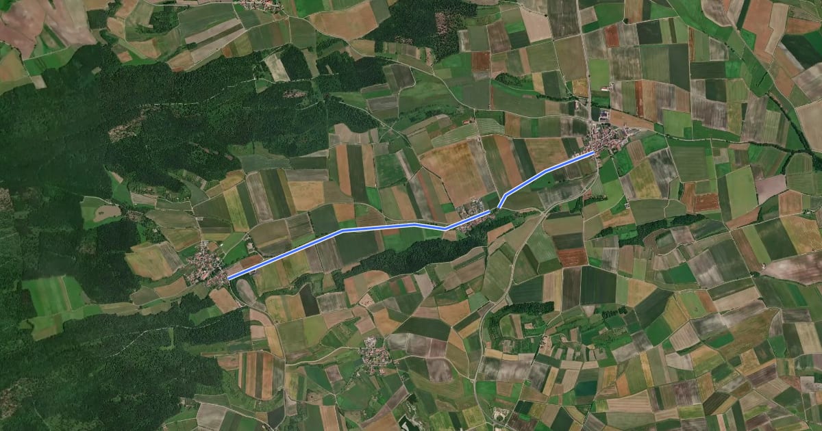 Маршрут Berolzheim - Oberntief на спутниковом снимке