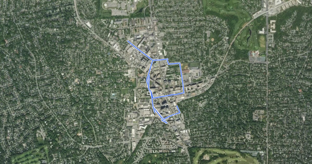 Маршрут Bethesda Bikeway на спутниковом снимке