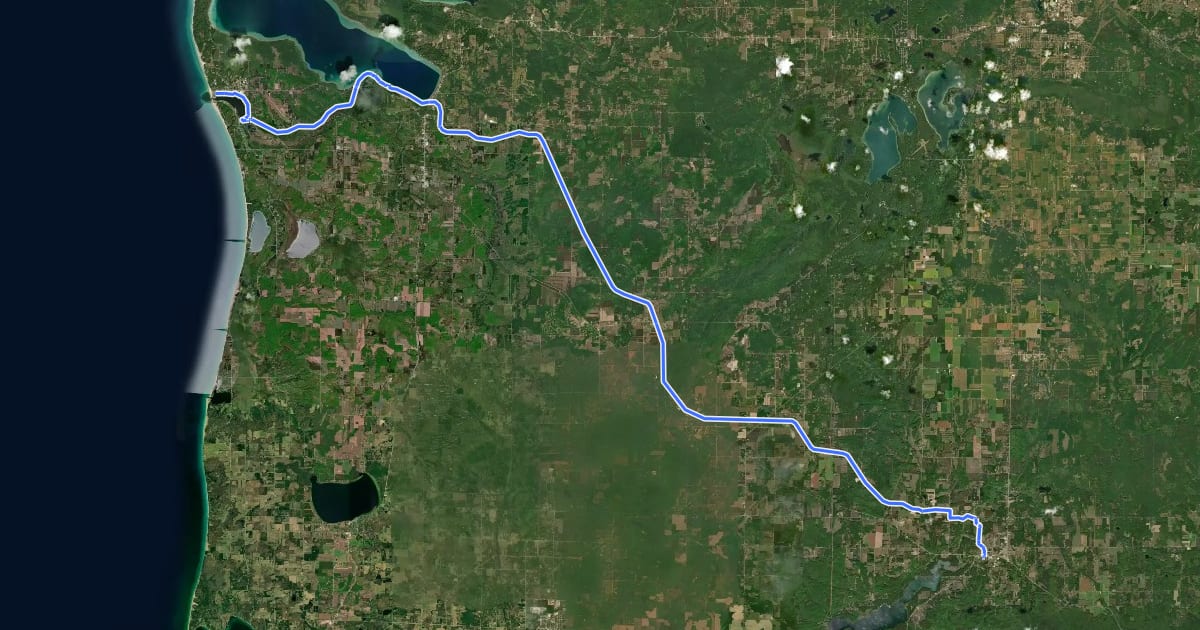 Маршрут Betsie Valley Trail на спутниковом снимке