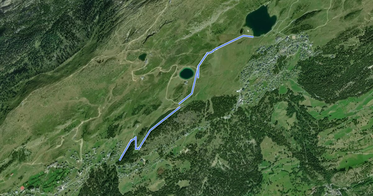 Маршрут Bettmersee - Riederalp на спутниковом снимке