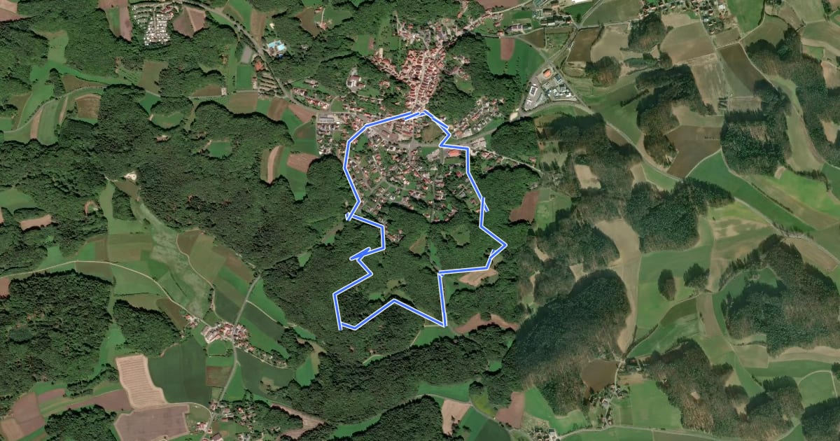 Маршрут Betzenstein Romantischer Rundweg "Gelbes Kreuz" на спутниковом снимке