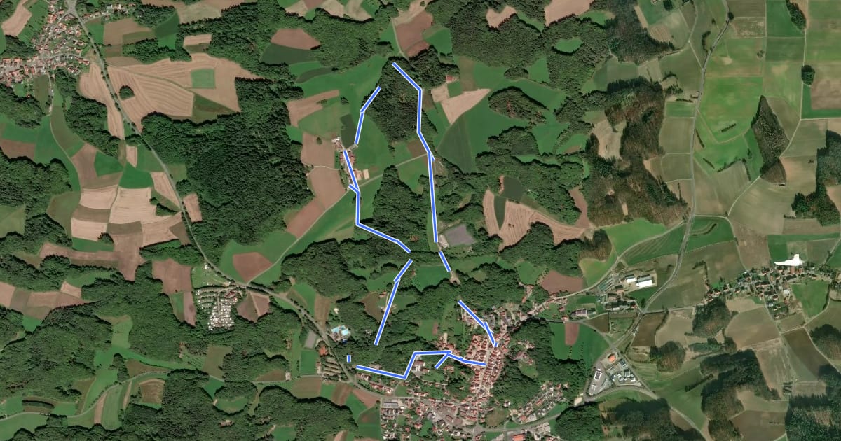 Маршрут Betzenstein Rundwanderweg Grosser Wasserstein на спутниковом снимке
