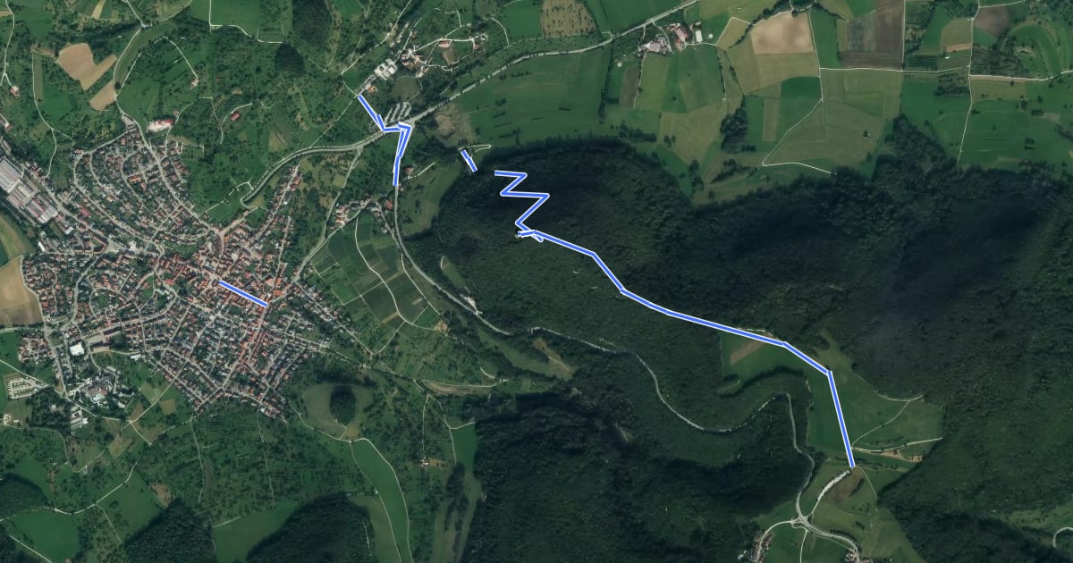 Маршрут Beuren - Heidengraben на спутниковом снимке