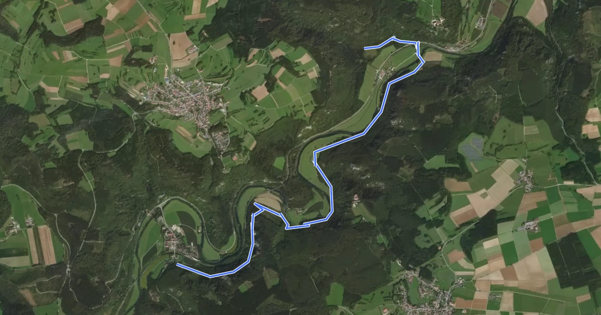 Маршрут Beuron - Petershöhle - Donau - Werenwag на спутниковом снимке