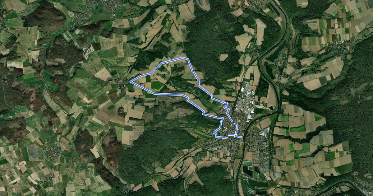 Маршрут Beverungen: Nordic-Walking-Strecke 4 на спутниковом снимке