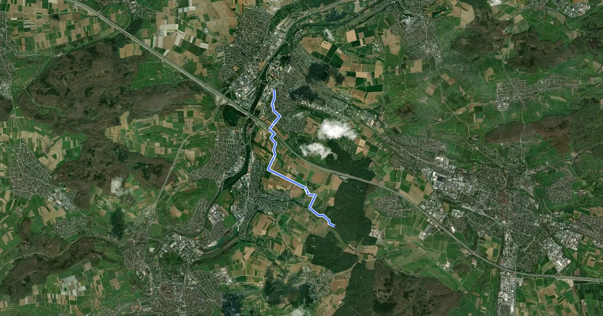 Маршрут Bhf. Wendlingen, Oberboihingen, AV-Heim, Tachenhausen, Reudern на спутниковом снимке