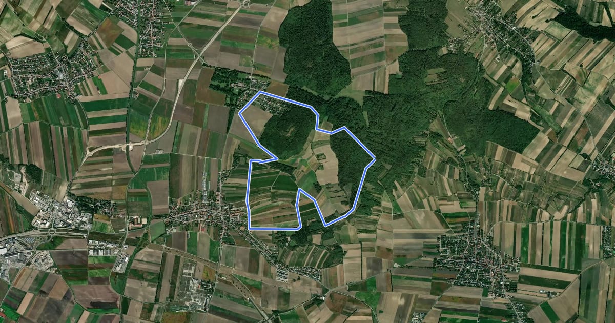 Маршрут Bibelweg Stetten-Harmannsdorf Fußweg на спутниковом снимке