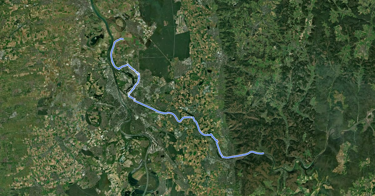Маршрут Biberroute на спутниковом снимке