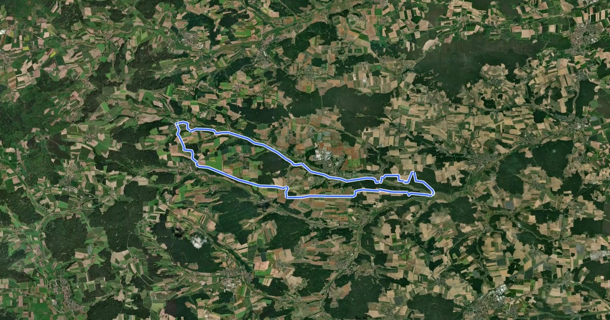 Маршрут Bibertrundweg на спутниковом снимке