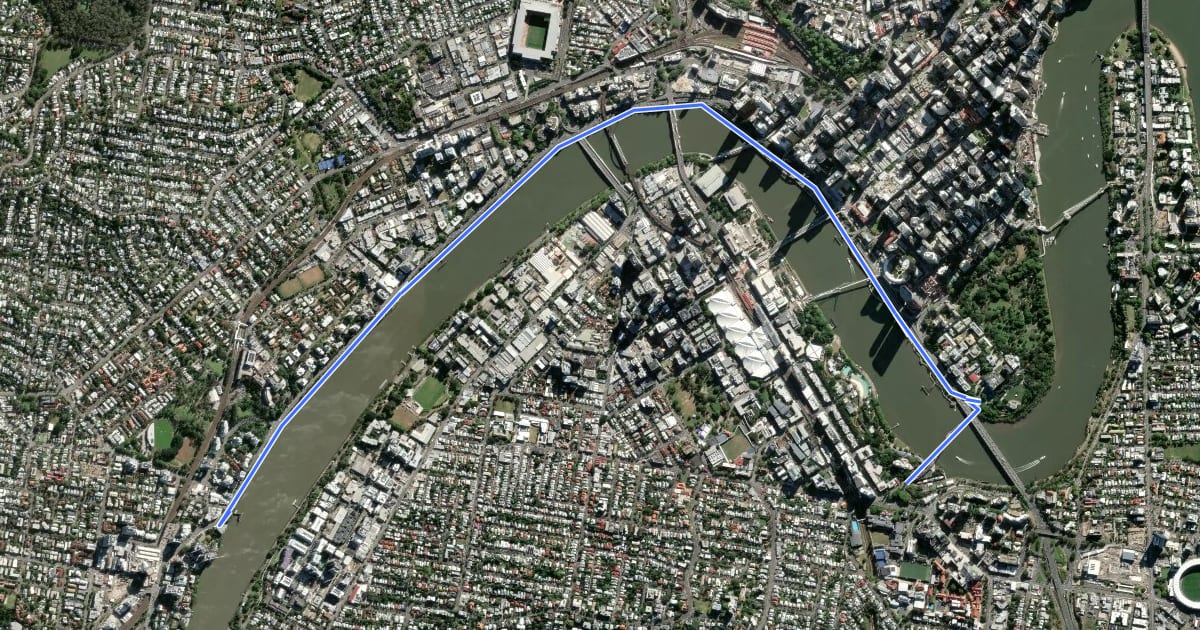 Маршрут Bicentennial Bikeway на спутниковом снимке