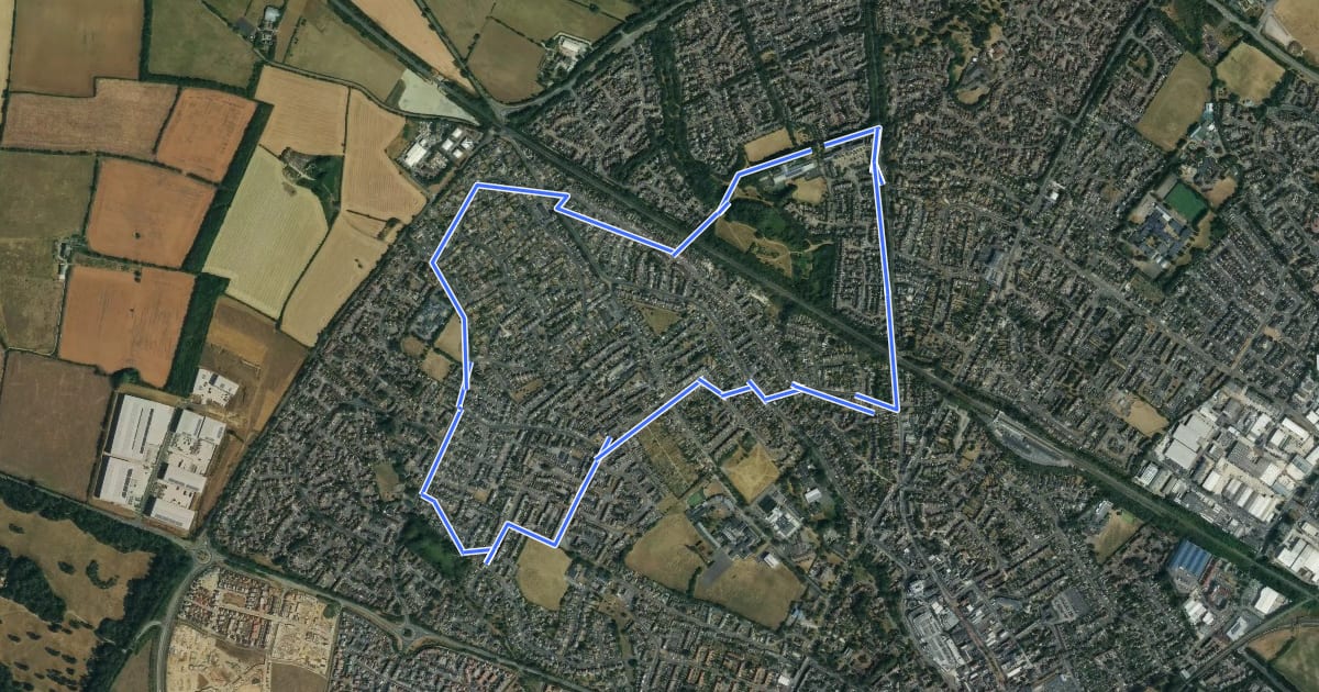 Маршрут Bicester West Health Route на спутниковом снимке