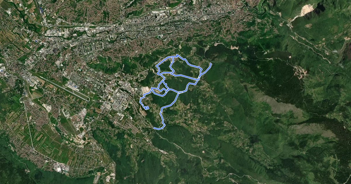 Маршрут Biciklistički park "MTB City road" на спутниковом снимке
