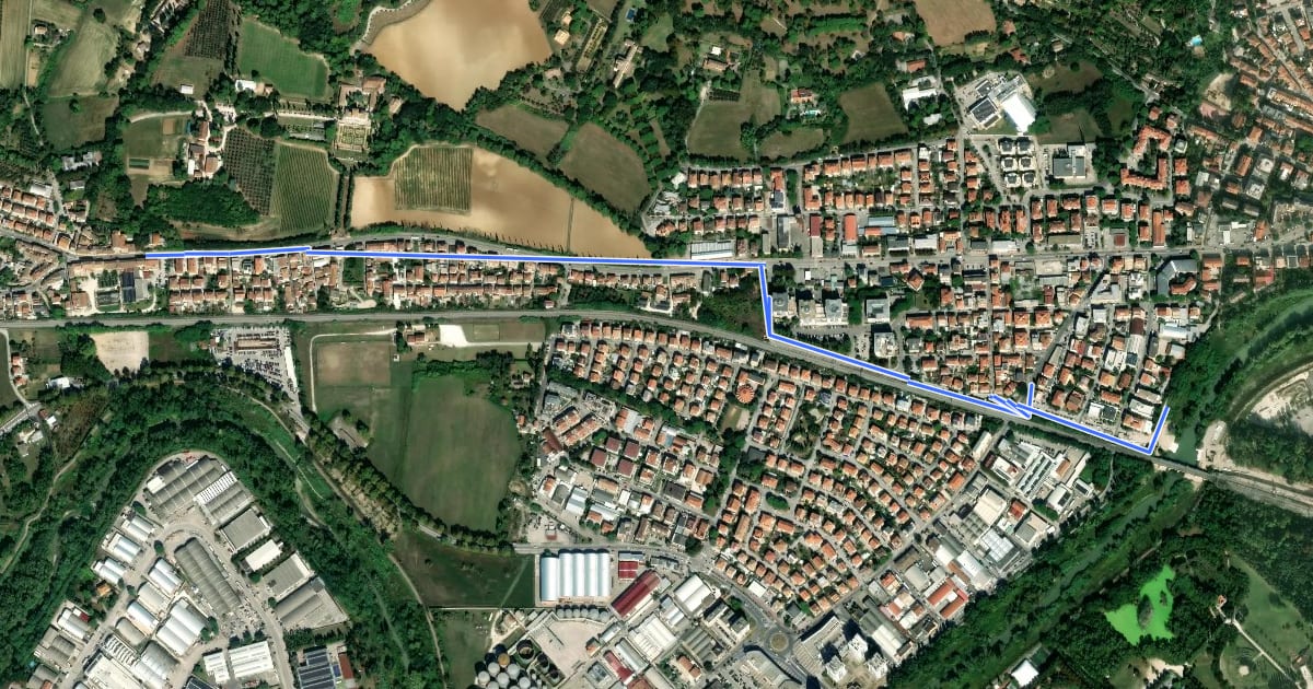 Маршрут Bicipolitana Centro - Santa Maria delle Fabbrecce на спутниковом снимке
