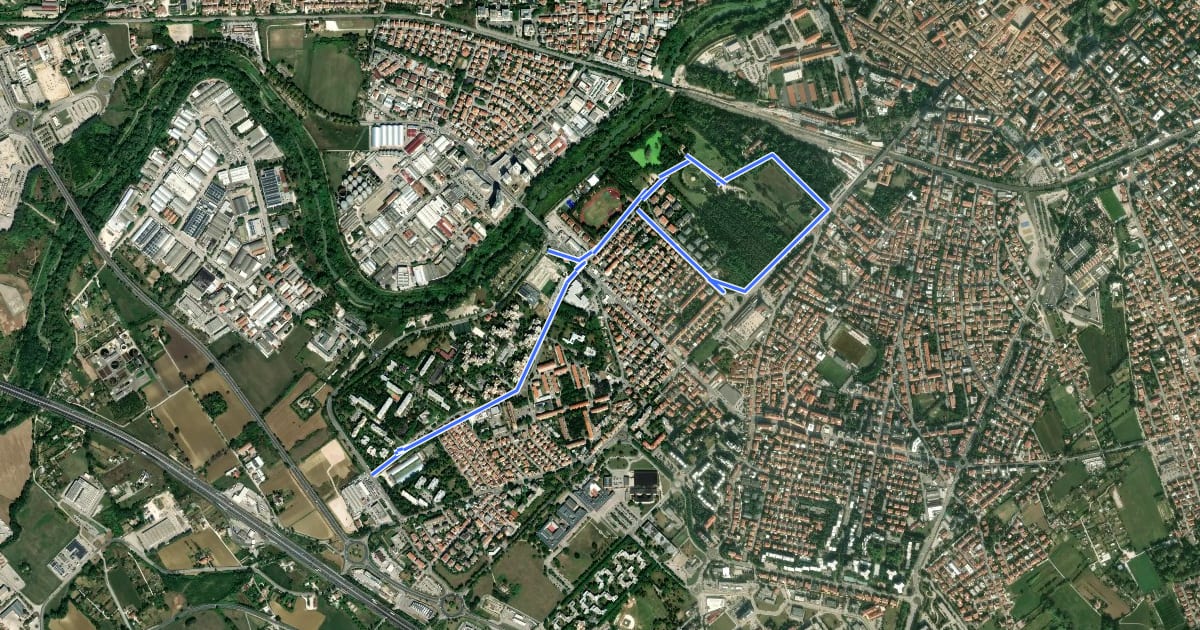 Маршрут Bicipolitana Villa San Martino - Centro на спутниковом снимке