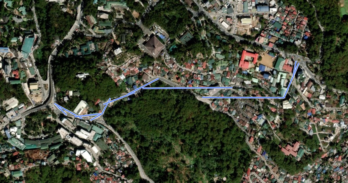 Маршрут Bicycle: BGH Rotunda to Panagbenga Park на спутниковом снимке