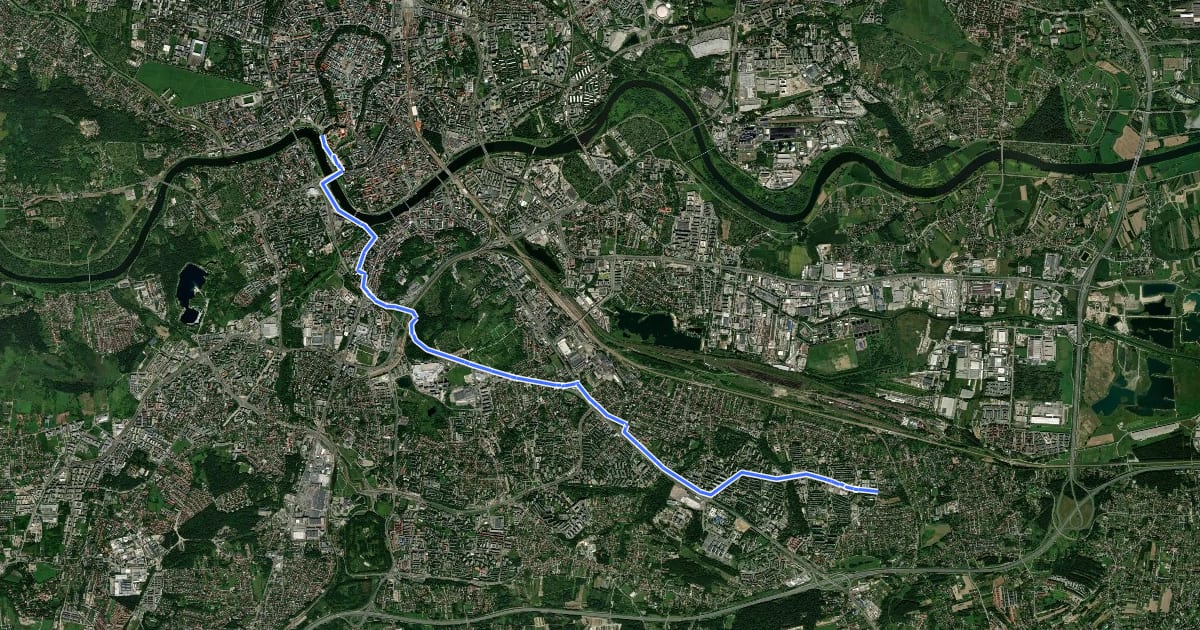 Маршрут Bicycle Kraków 8: Mydlniki - Wawel - Bieżanów на спутниковом снимке