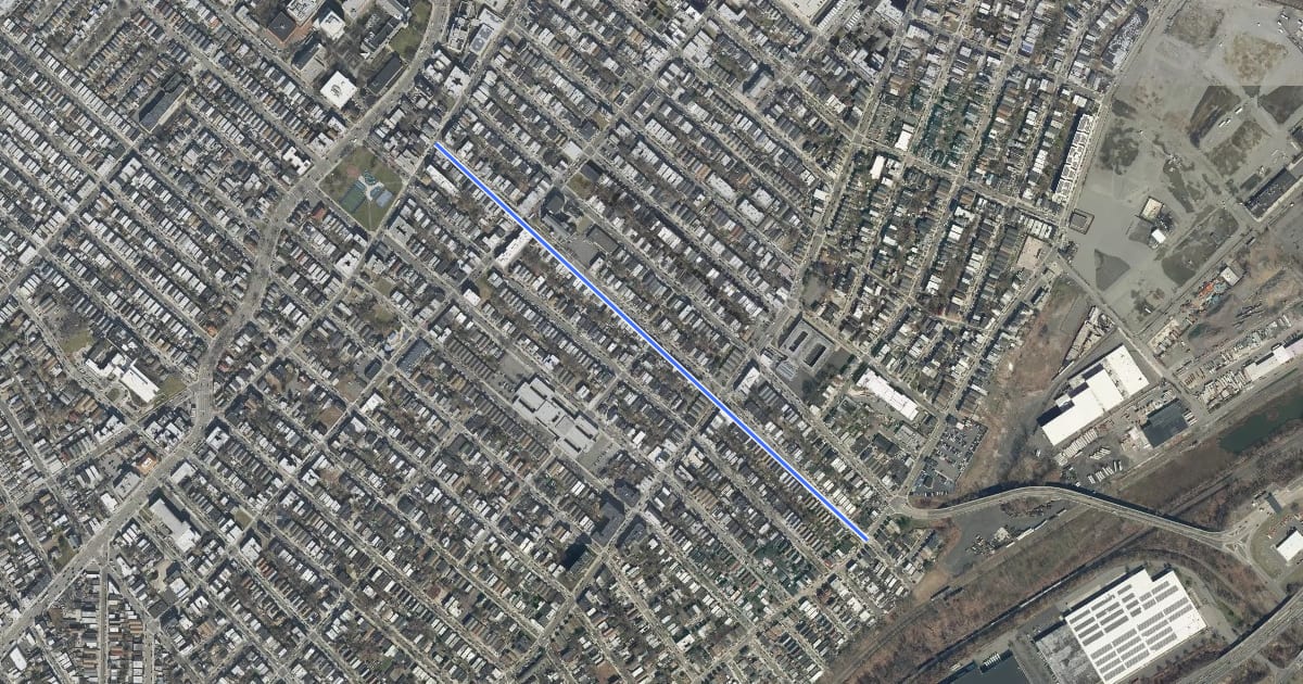 Маршрут Bidwell Avenue на спутниковом снимке