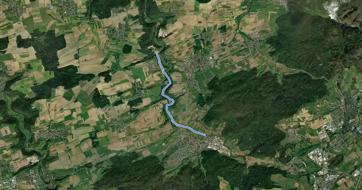 Маршрут Bietenhausen -Starzeltal - Rangendingen на спутниковом снимке