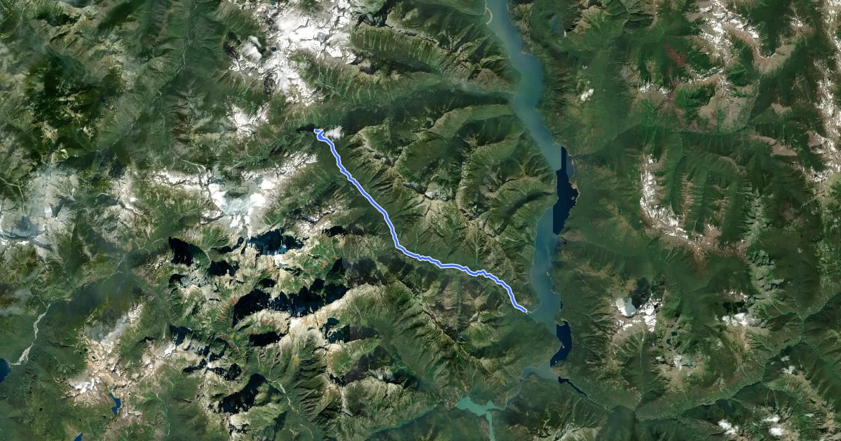 Маршрут Big Beaver Trail на спутниковом снимке