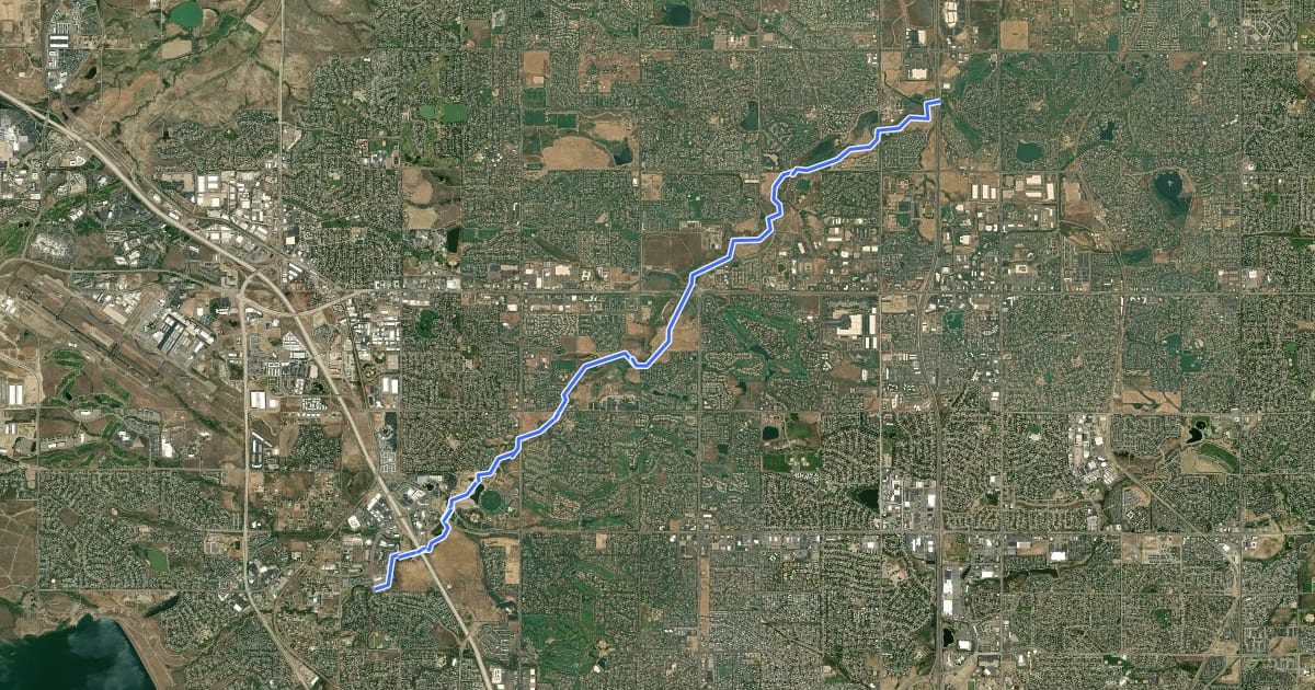 Маршрут Big Dry Creek Trail на спутниковом снимке