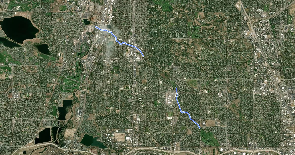 Маршрут Big Dry Creek Trail на спутниковом снимке