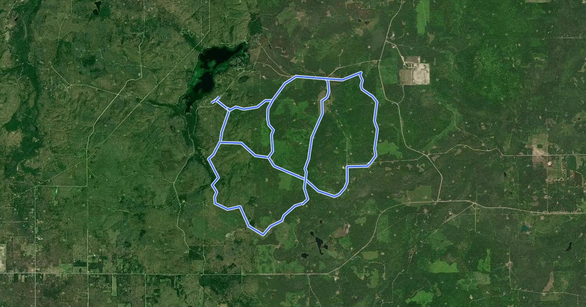 Маршрут Big Oaks Equestrian Trails на спутниковом снимке