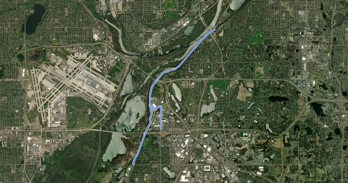 Маршрут Big Rivers Regional Trail на спутниковом снимке
