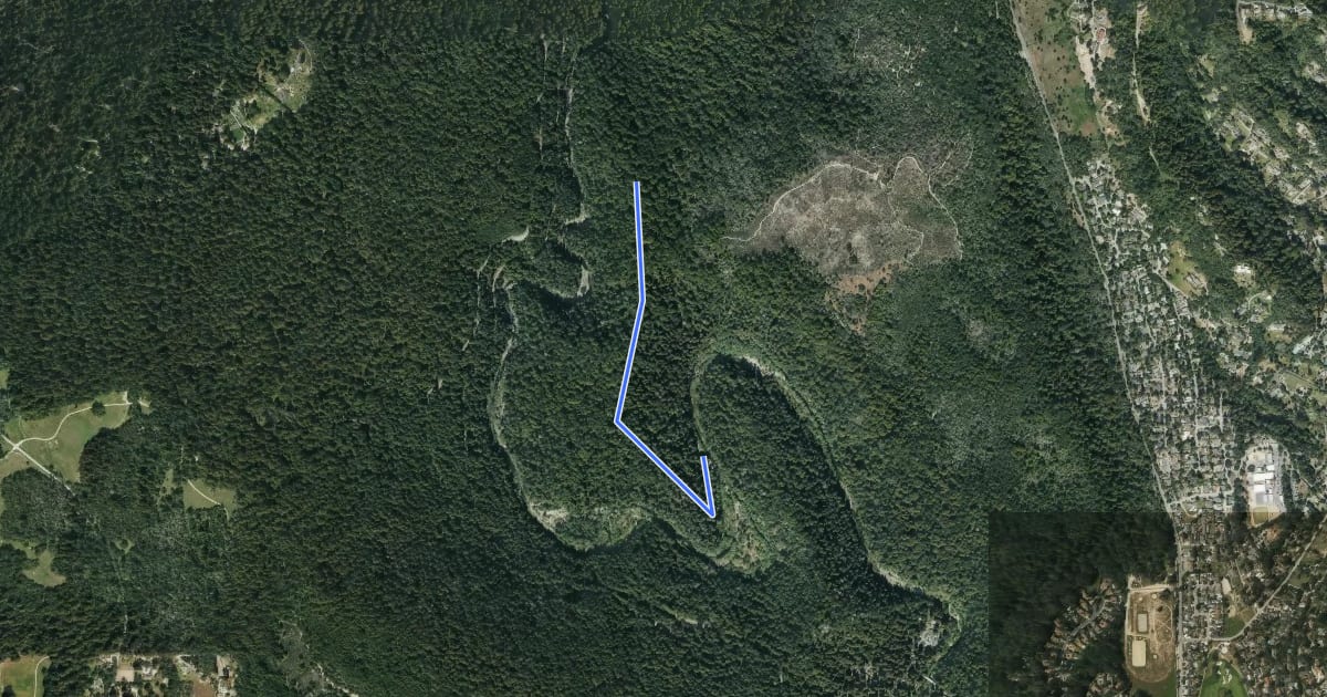 Маршрут Big Rock Hole Trail на спутниковом снимке