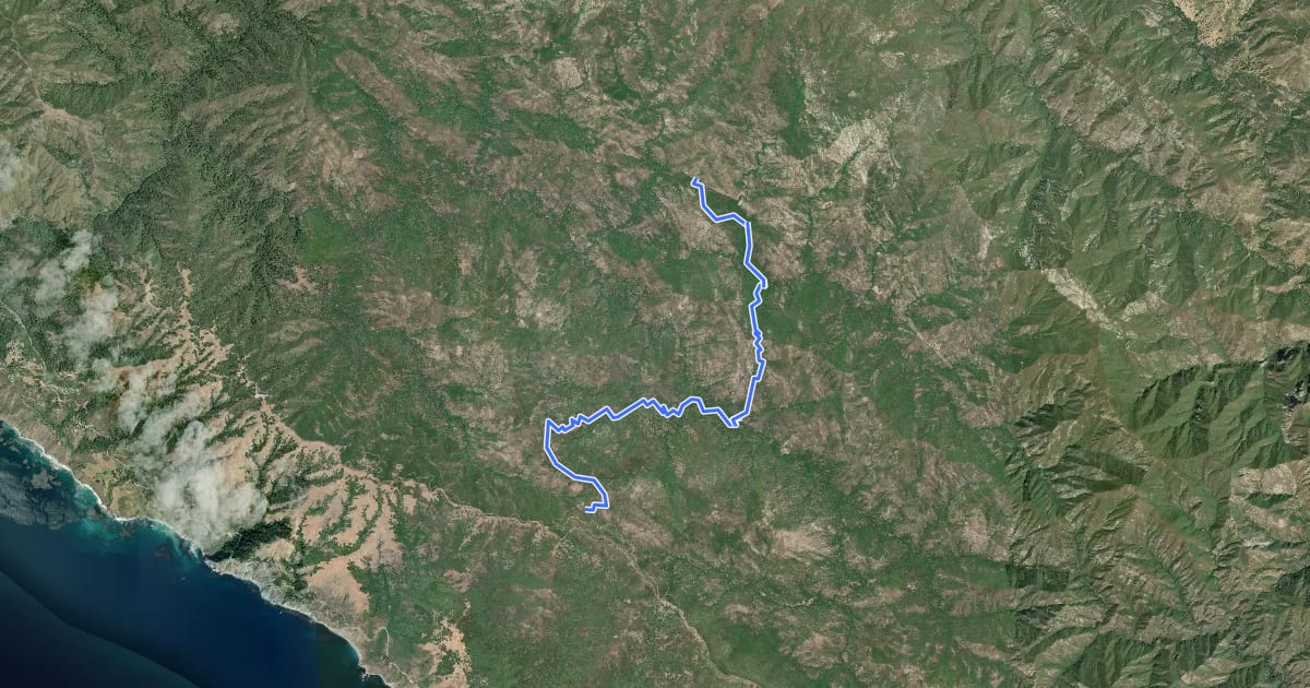 Маршрут Big Sur Trail на спутниковом снимке