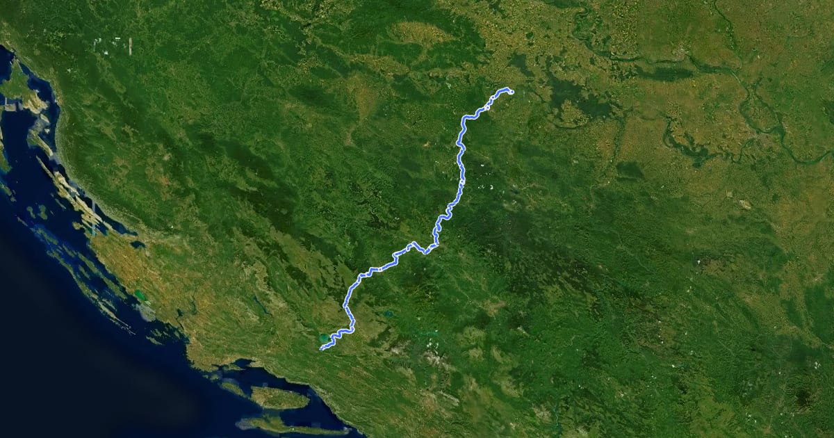 Маршрут BiH North-South на спутниковом снимке