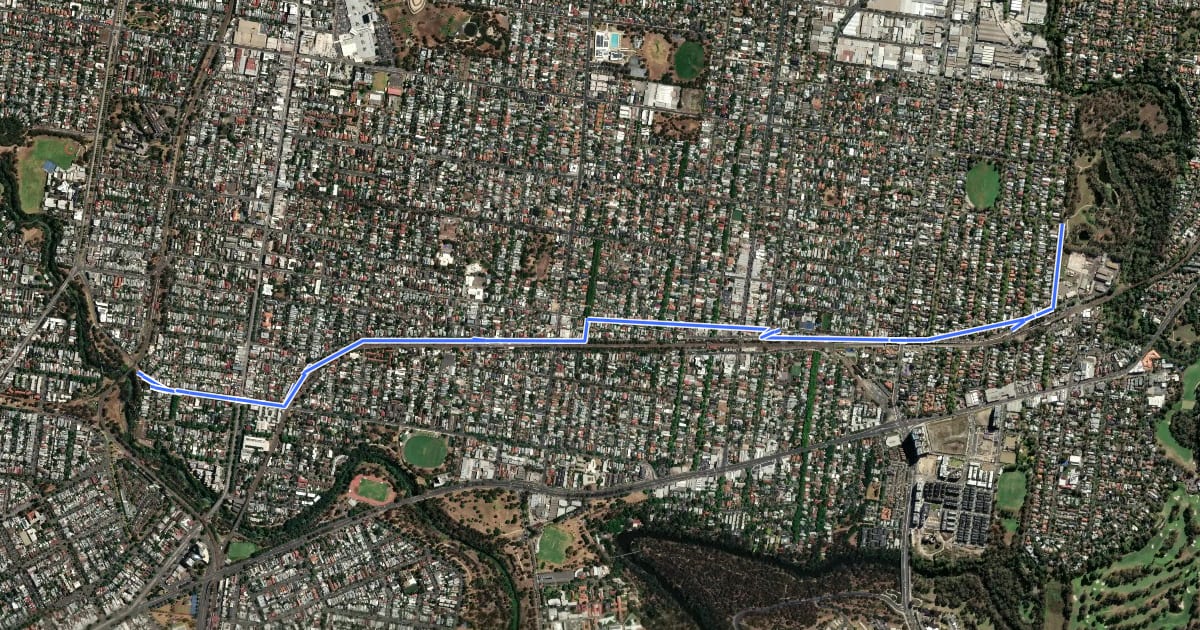 Маршрут Bike: Hurstbridge Line Shimmy на спутниковом снимке