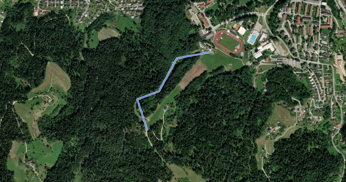 Маршрут Bike park Poseka - FLOW TRAIL на спутниковом снимке
