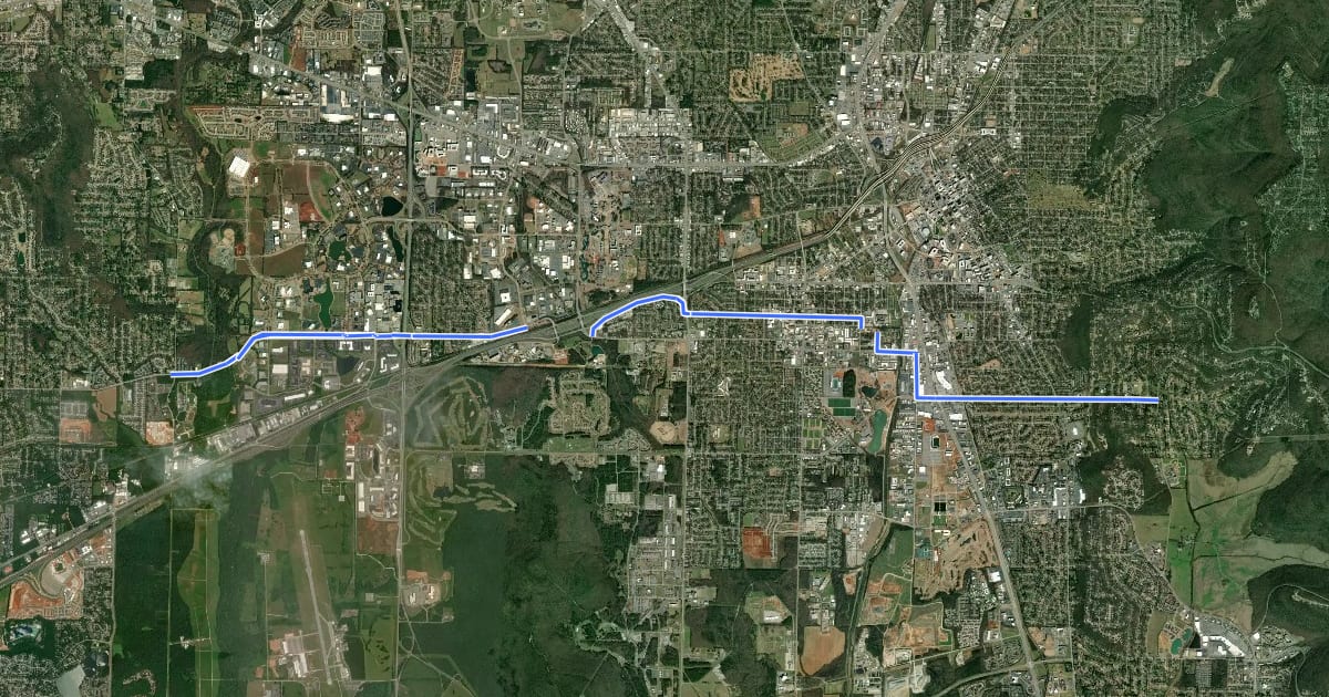Маршрут Bike Route 50 на спутниковом снимке
