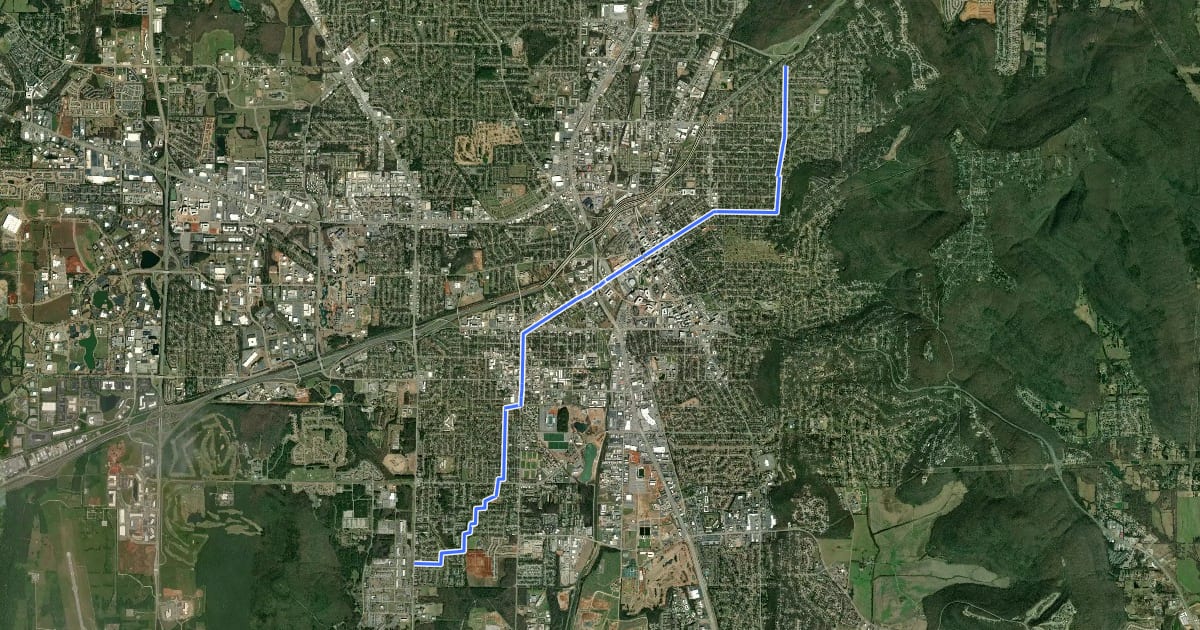 Маршрут Bike Route 51 north/east на спутниковом снимке