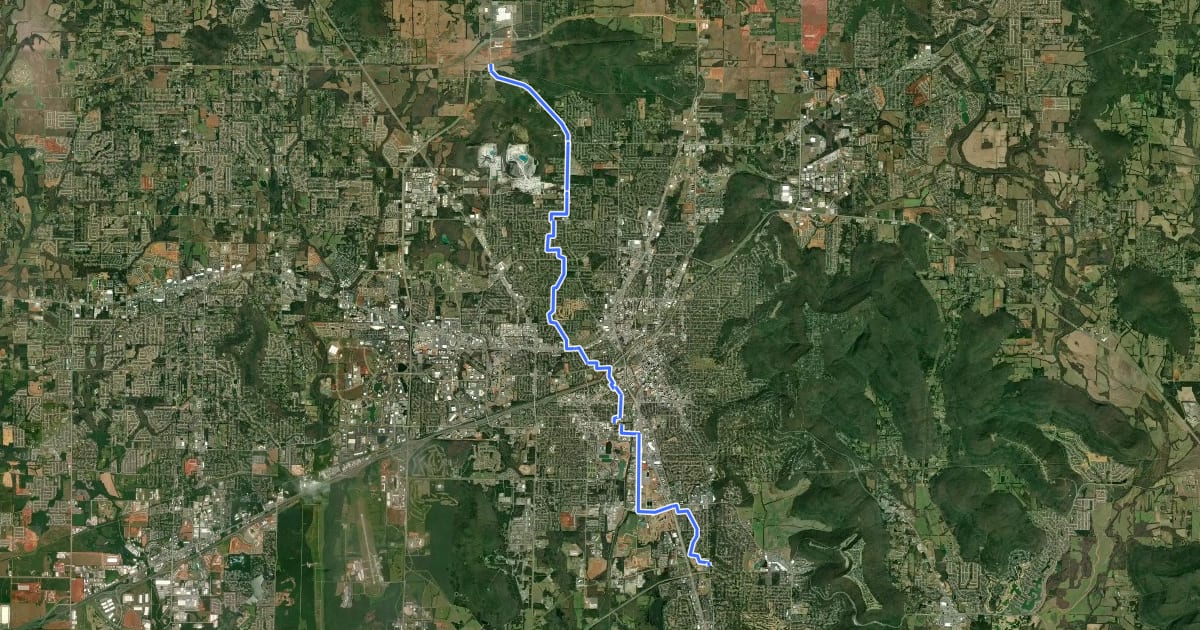 Маршрут Bike Route 55 north на спутниковом снимке