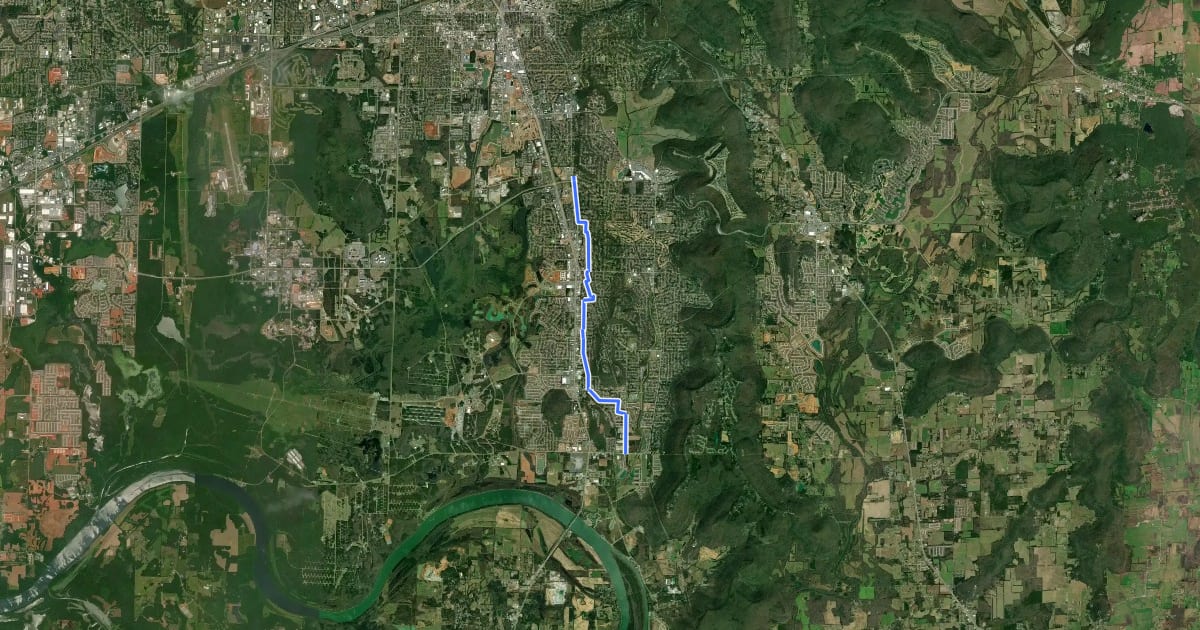 Маршрут Bike Route 55 (proposed) на спутниковом снимке