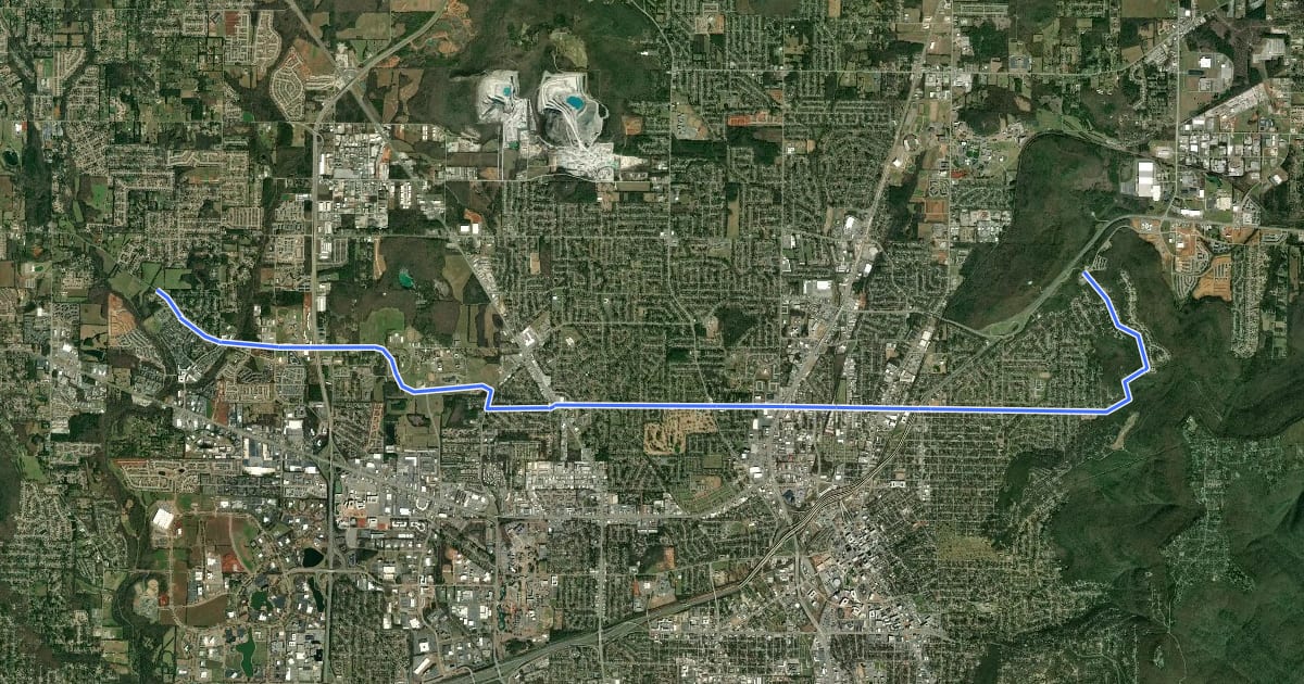 Маршрут Bike Route 64 west на спутниковом снимке