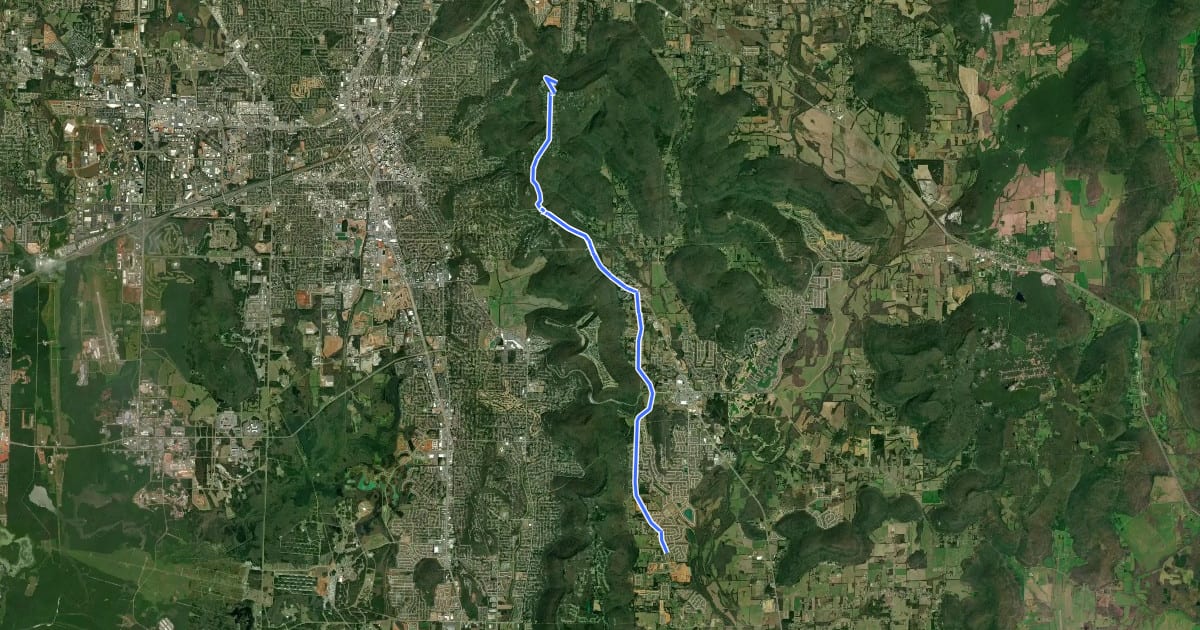 Маршрут Bike Route 71 (proposed) - North/South на спутниковом снимке