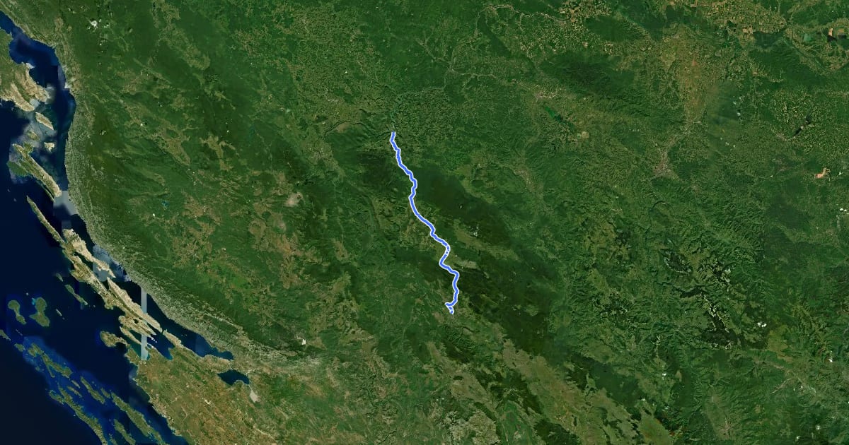Маршрут Bike Route Bosanska Krupa - Drvar на спутниковом снимке