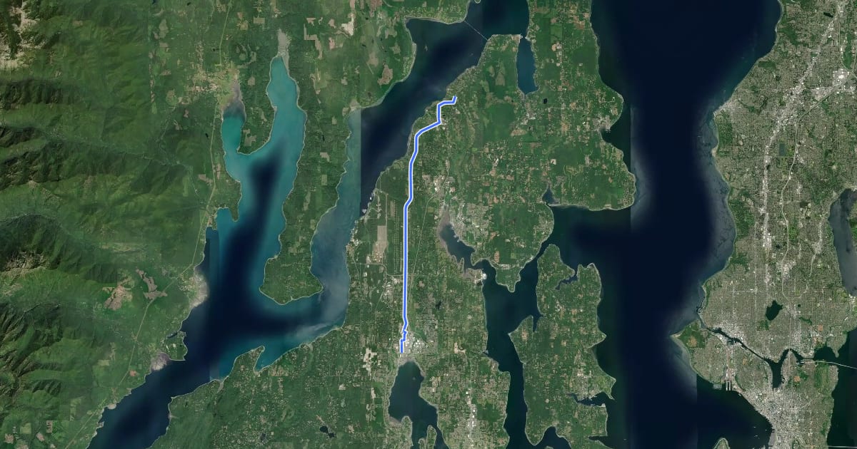 Маршрут Bike Route Kitsap 27 (Proposed) на спутниковом снимке