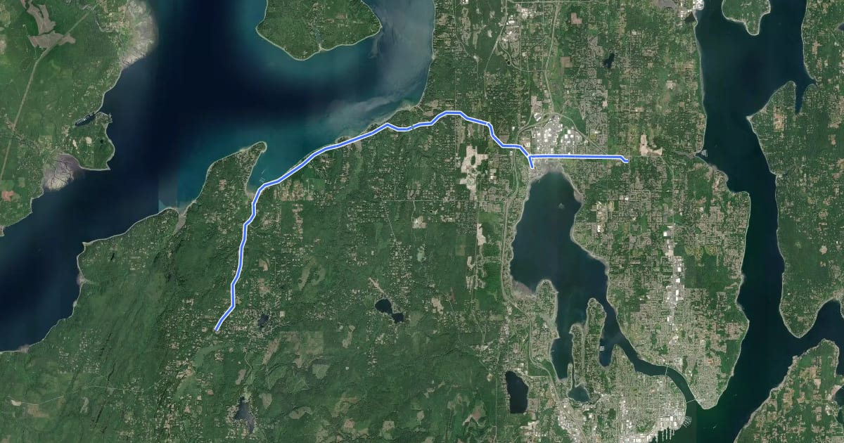 Маршрут Bike Route Kitsap 44 (Proposed) на спутниковом снимке