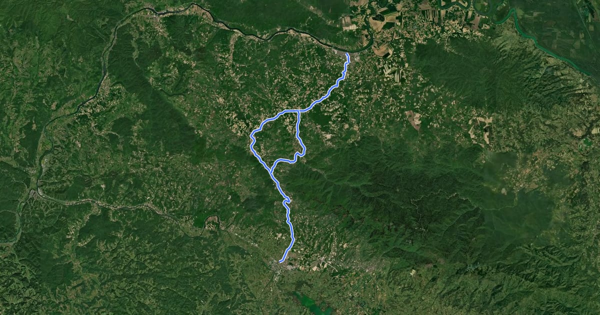 Маршрут Bike Route Kozarska Dubica - Prijedor на спутниковом снимке
