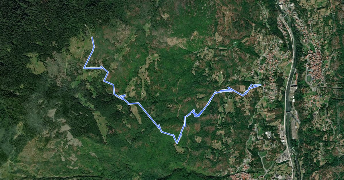 Маршрут Bike Trail del Tricolore - Trail Verde на спутниковом снимке