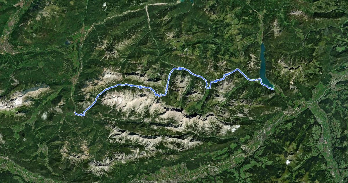 Маршрут Bike Trail Tirol Etappe 07: Scharnitz - Achensee на спутниковом снимке