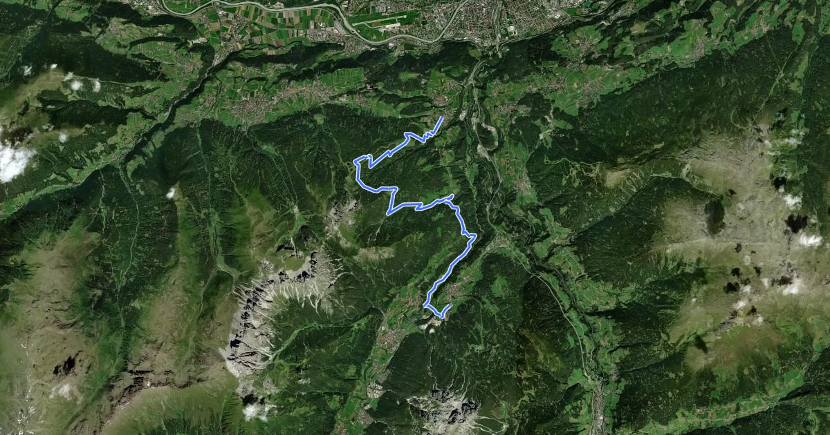 Маршрут Bike Trail Tirol Etappe 23: Mieders - Mutters на спутниковом снимке