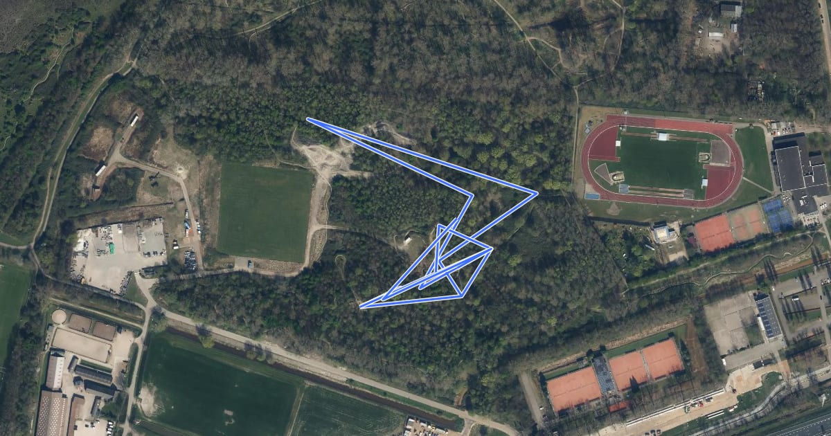 Маршрут Bikepark Zuid - Broekpolder (rood) на спутниковом снимке