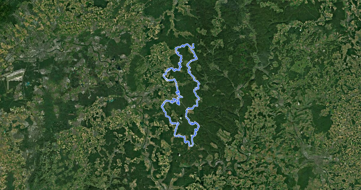 Маршрут Bikewald Route A - Hochspessart-Trail на спутниковом снимке